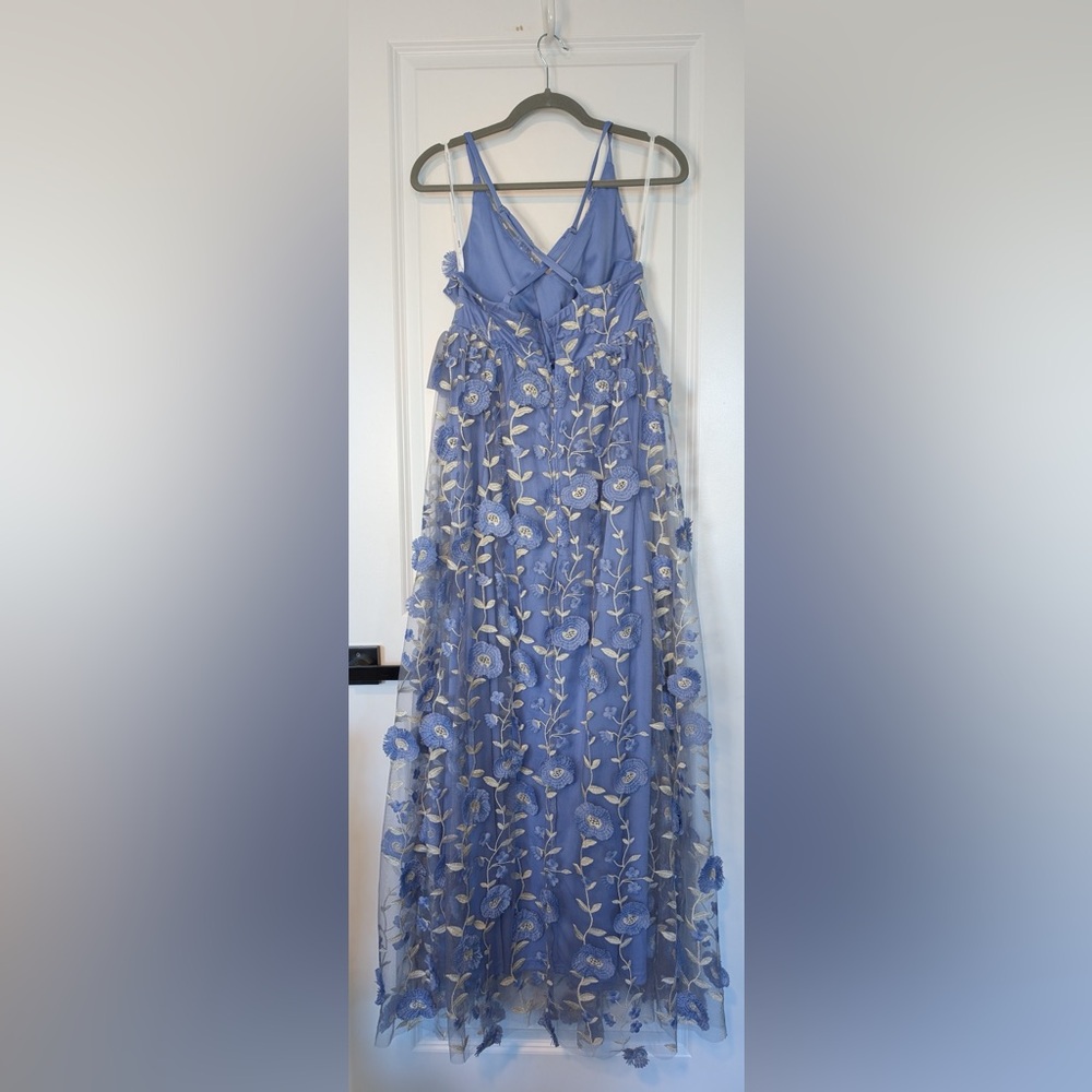 Arula Women’s Floral Mesh Embroidered Strappy Maxi Dress Periwinkle NWT Sz XL - Picture 4 of 8